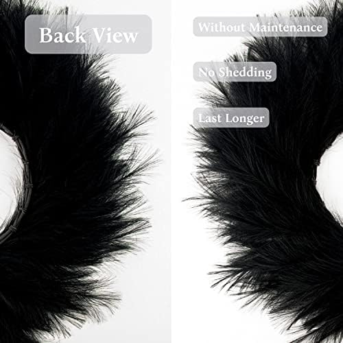 PERFNIQUE Pampas Grass Wreath 276 Inch Black Silk Boho Decor