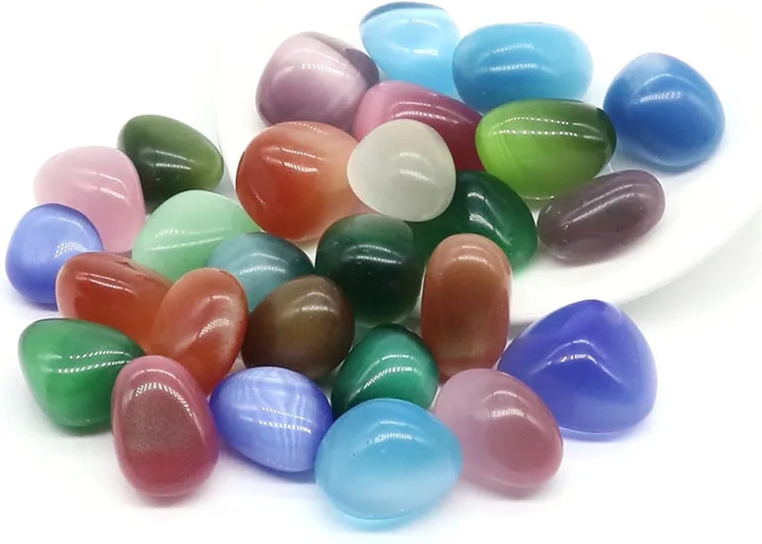 Natural Colorful Cat Eye Stones for Healing and Decor