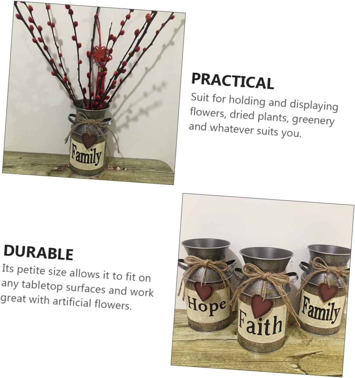 Balacoo Iron Flower Pot Handle Rustic Vintage Vase