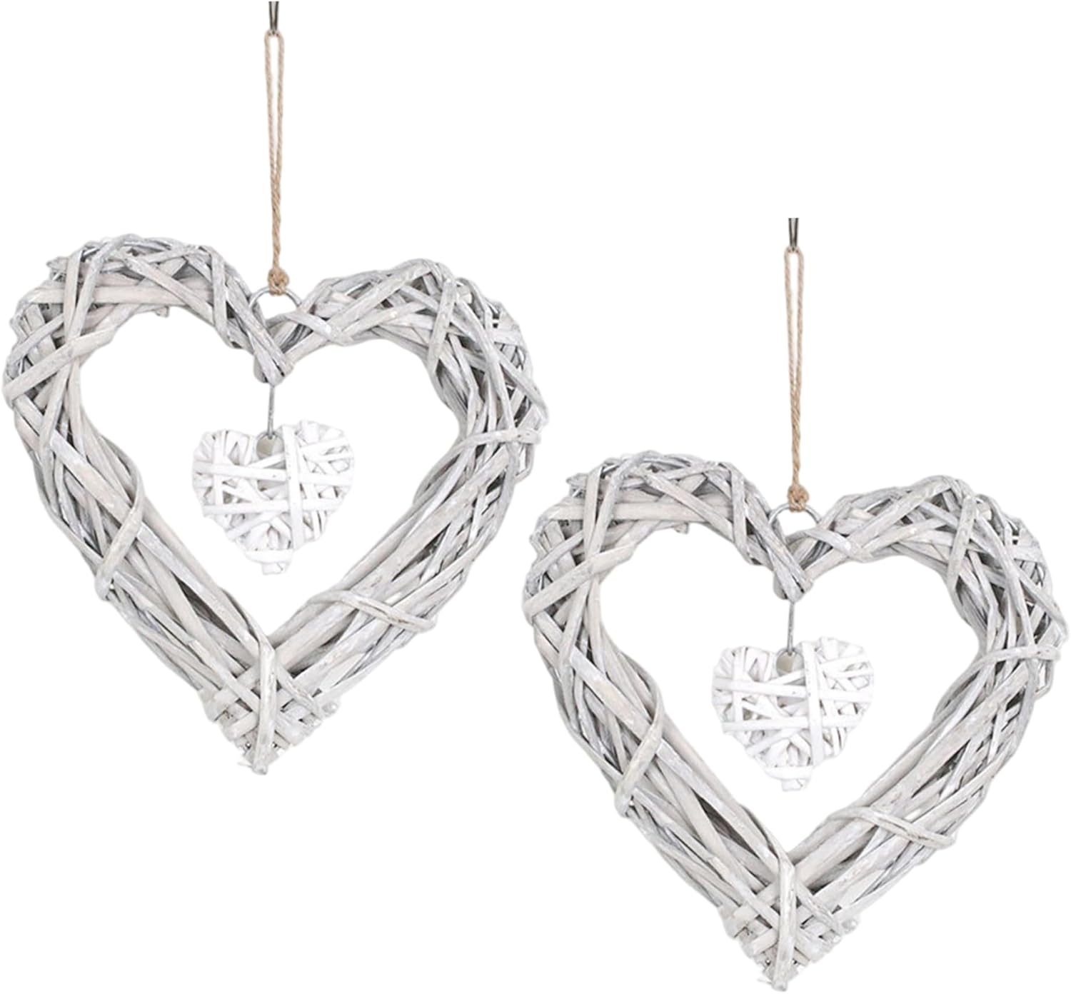 CUCUFA Wicker Heart Wreath 2Pcs Wall Decor