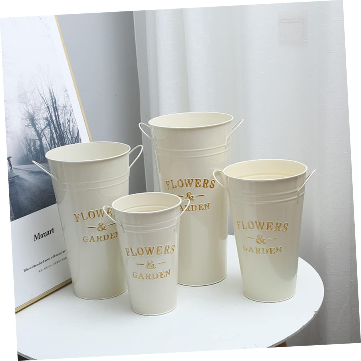 POPETPOP Retro Iron Bucket Flower Vase for Home Decor