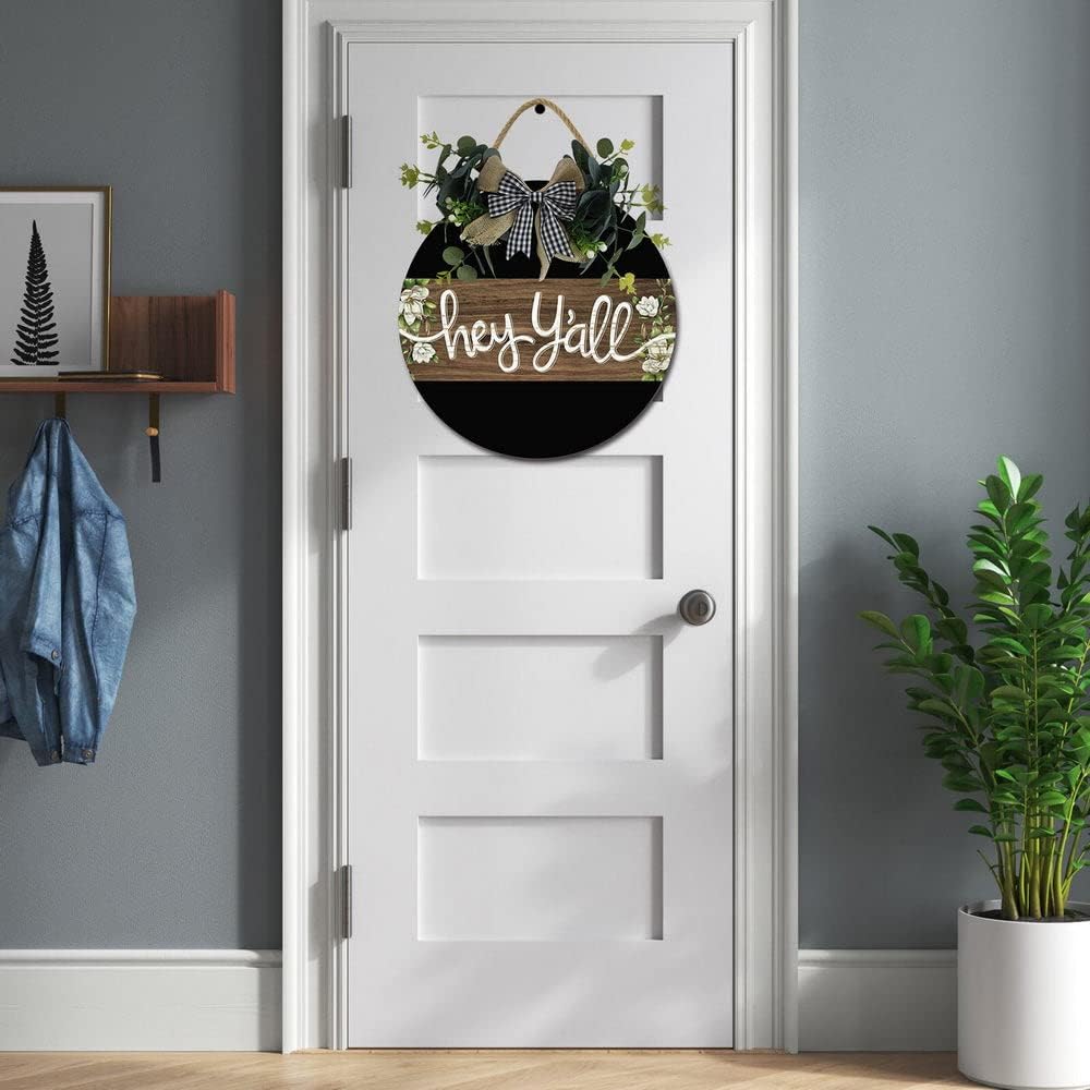 Hey Yall Front Door Sign Funny Wreath 12x12 Inch