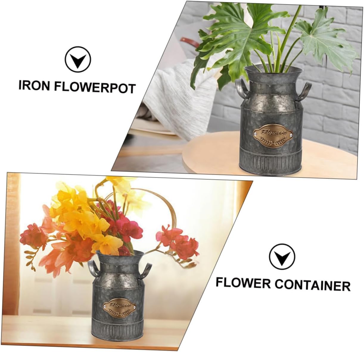Milisten 2pcs Decorative Vintage Iron Flower Pots for Home and Office Use
