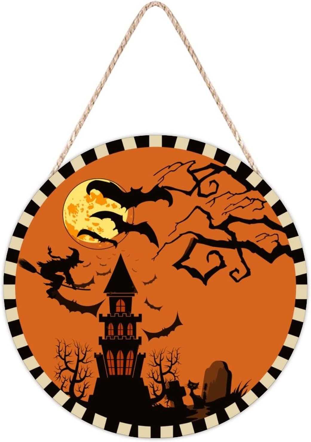 Halloween Door Hanger Wood Sign 10x10in