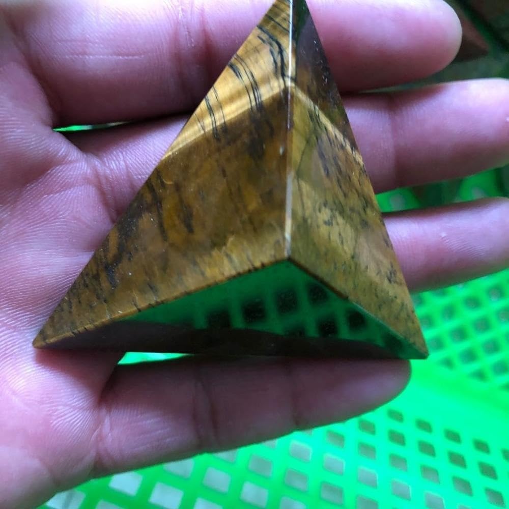 KatLin Natural Tiger Eye Stone Triangle Pyramid 2pcs Home Decor Healing Ornaments