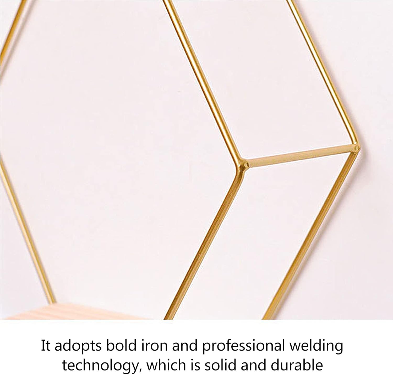 3Pcs Gold Hexagonal Floating Shelves Wall Decor
