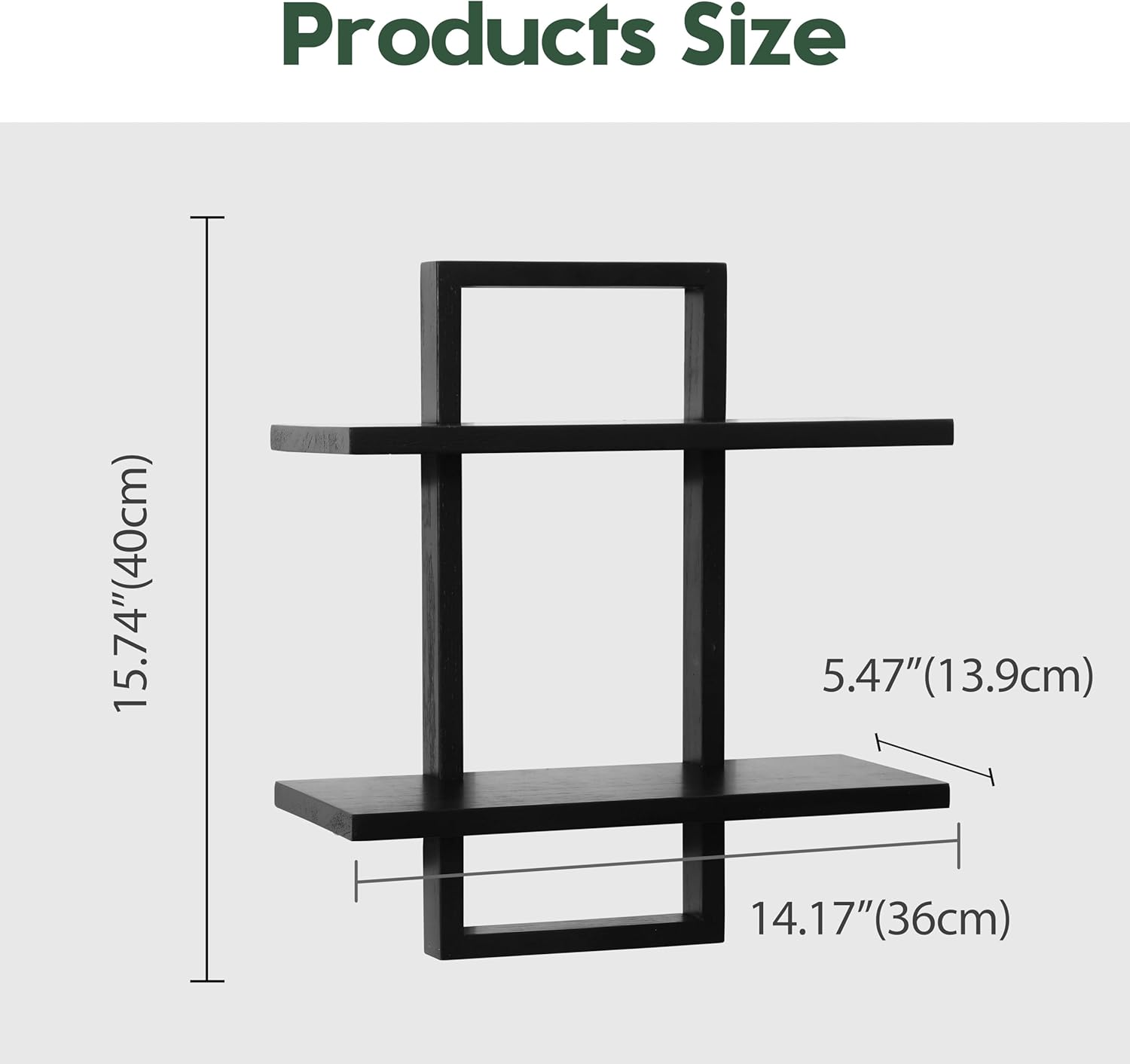 PHOENANCEE Floating Shelves Set of 2 Modern 2-Tier Black Oak Wall Display