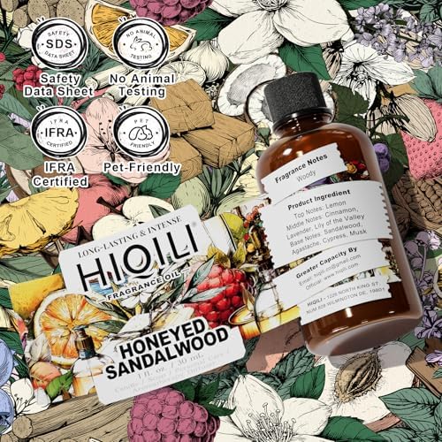 HIQILI Essential Oil Body Oil Honeyed Sandalwood 1 Fl Oz