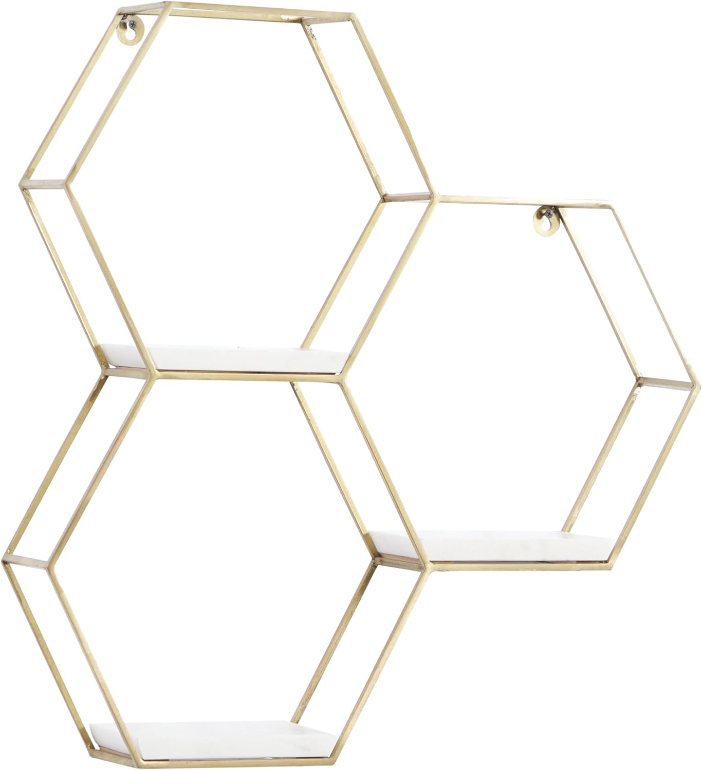 Deco 79 Gold Marble Hexagon Floating Shelf