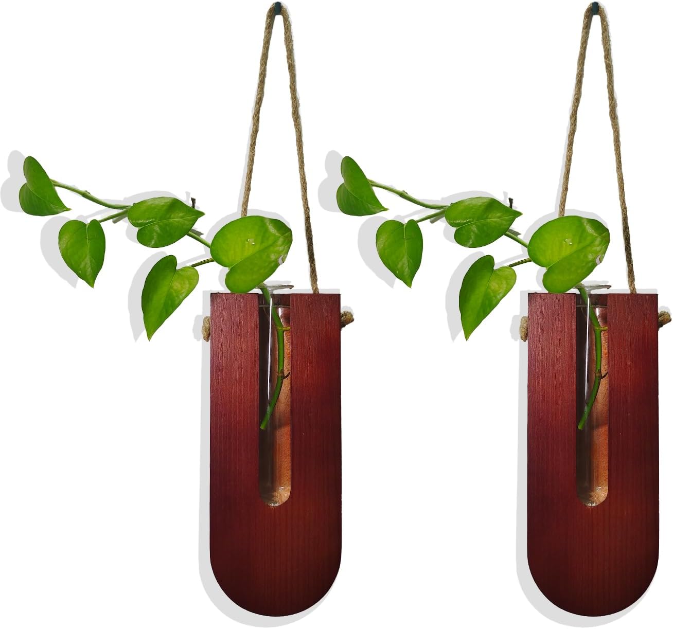 Jovetti Wood Wall Planter 2pcs Brown Boho Decor
