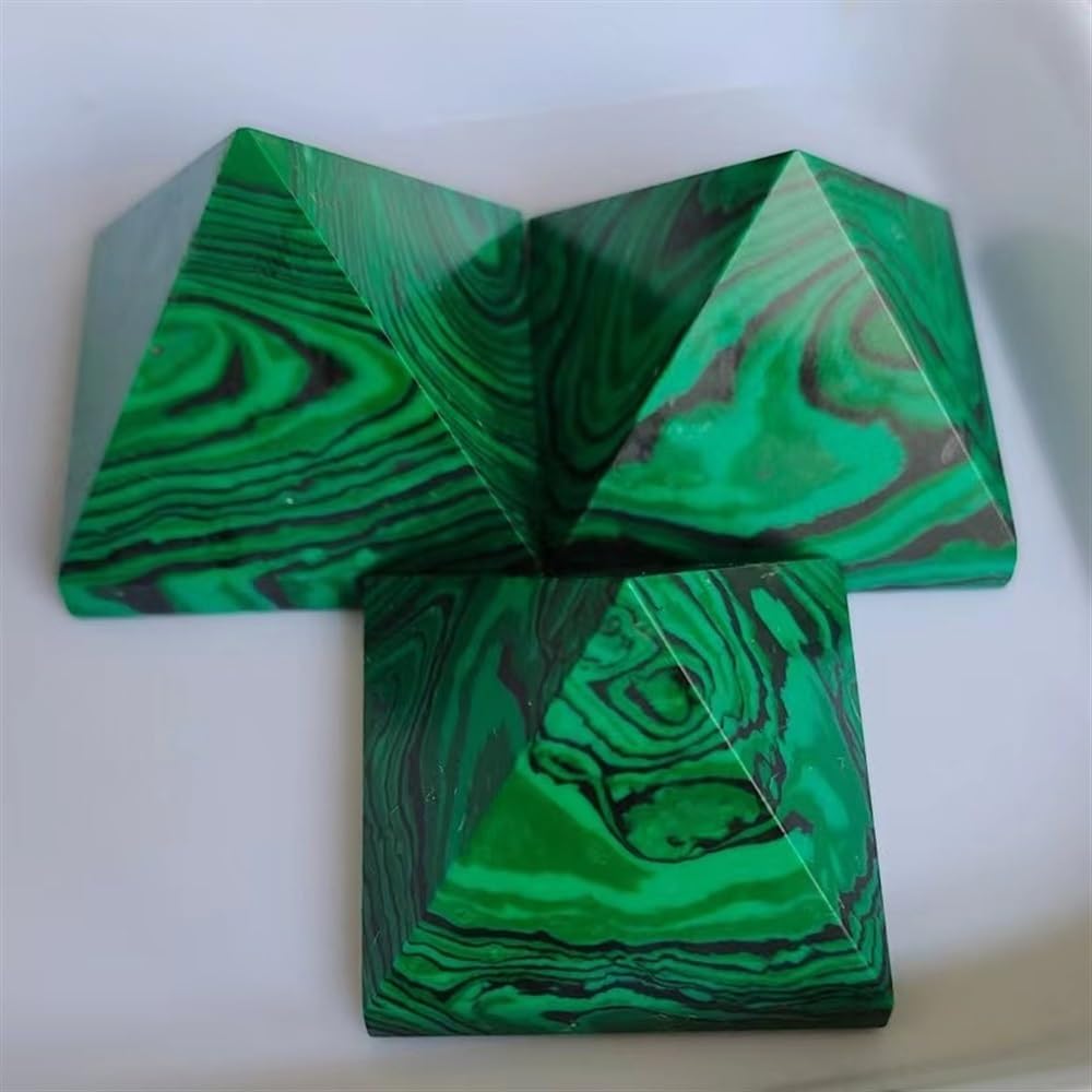 KatLin Natural Malachite Pyramid Stone Ornaments 2PCS