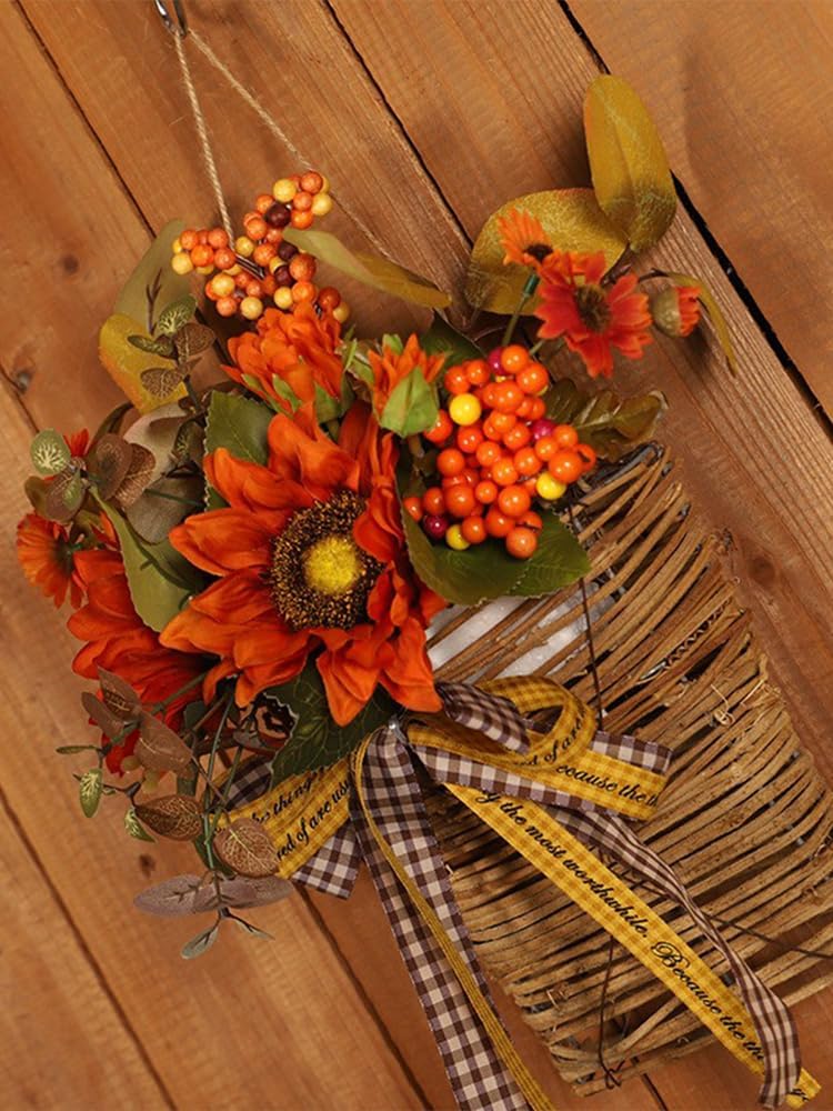 Fall Sunflower Wreath for Front Door 32cm