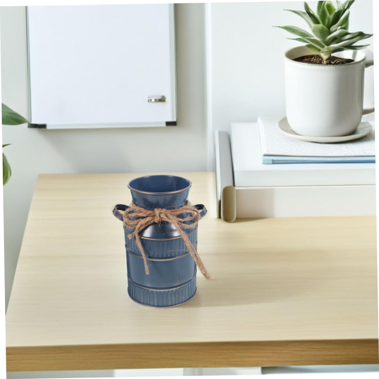 Vintage Small Waterproof Iron Milk Jug Flower Vase for Home Tabletop Decor