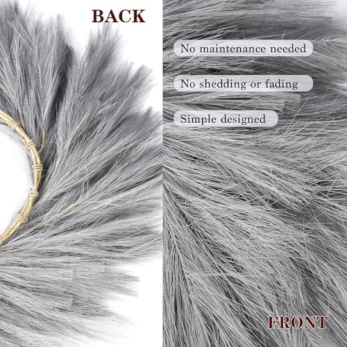 Sggvecsy 26 Inch Faux Pampas Grass Wreath for All Seasons