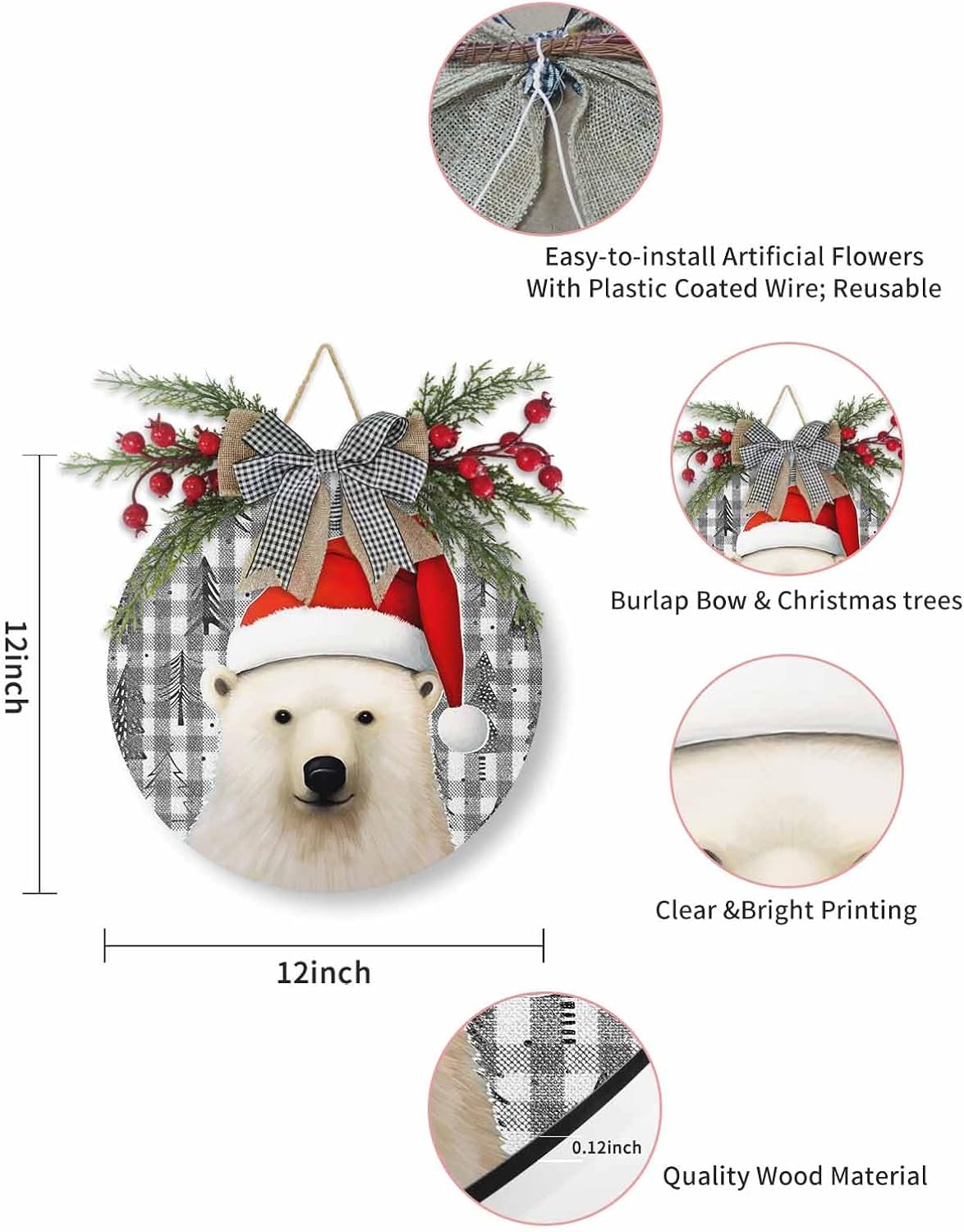 LooPoP Welcome Sign Door Christmas Wreath Decor