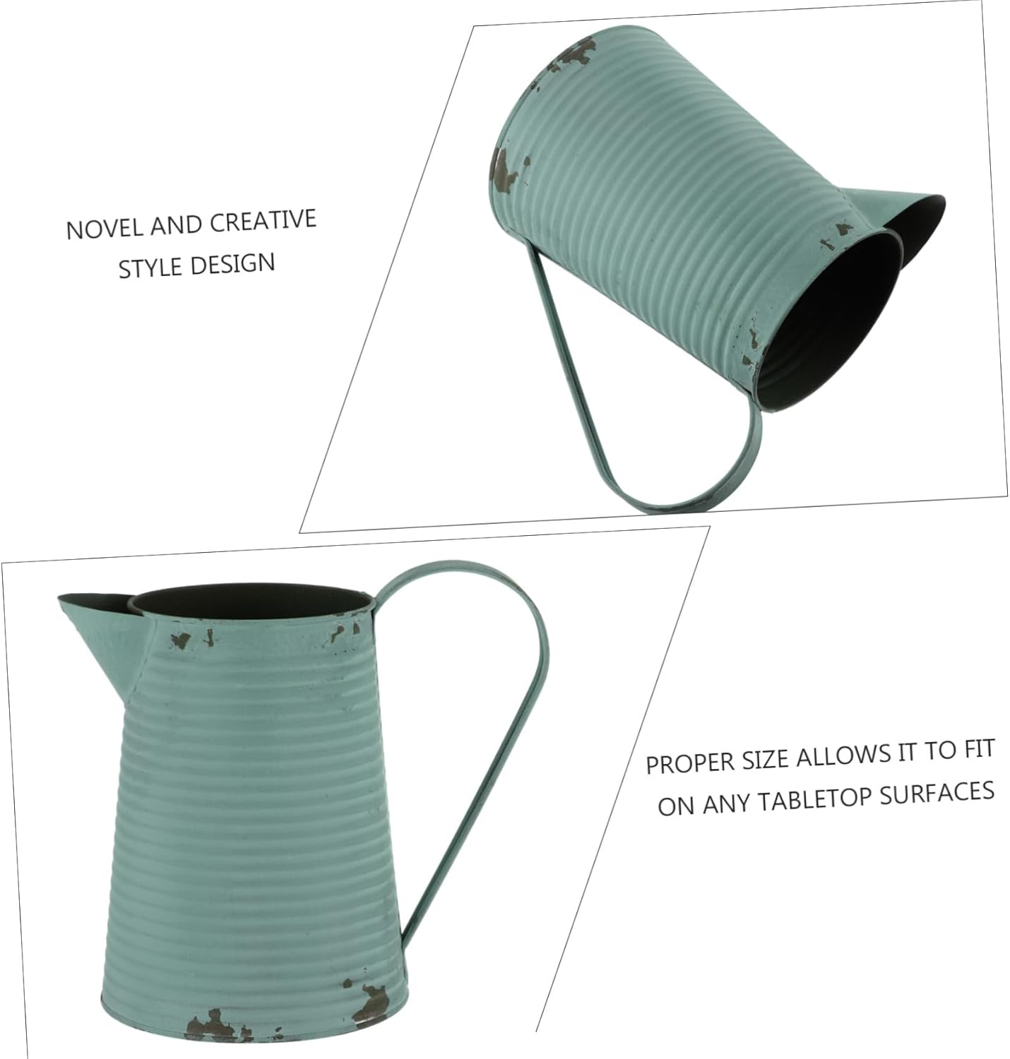 Vintage Iron Flower Pot Pitcher Rustic Home Decor