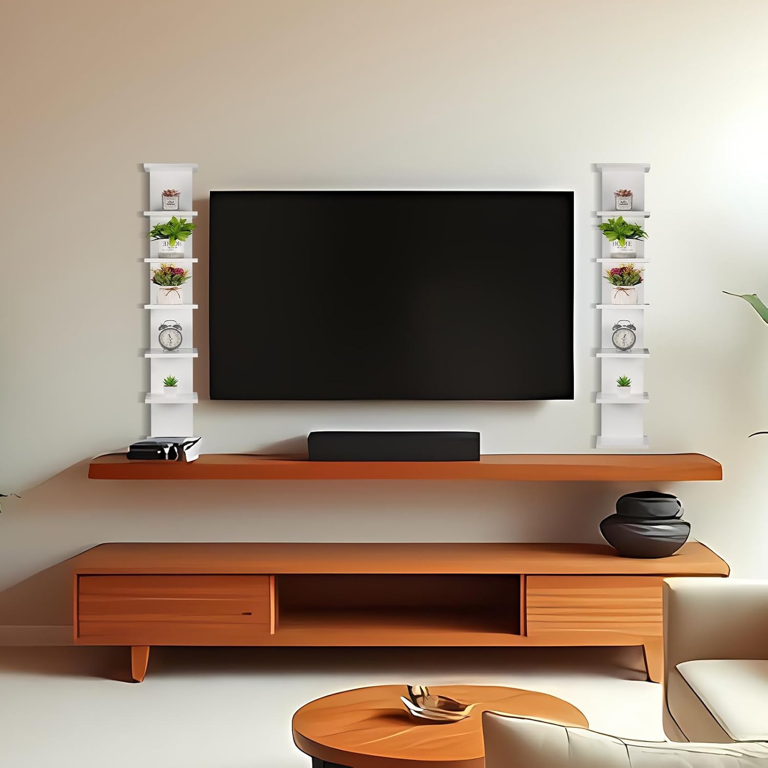 2 Pack 7 Tier Wall Shelf Unit - Floating Display Storage Shelves for Home Decor