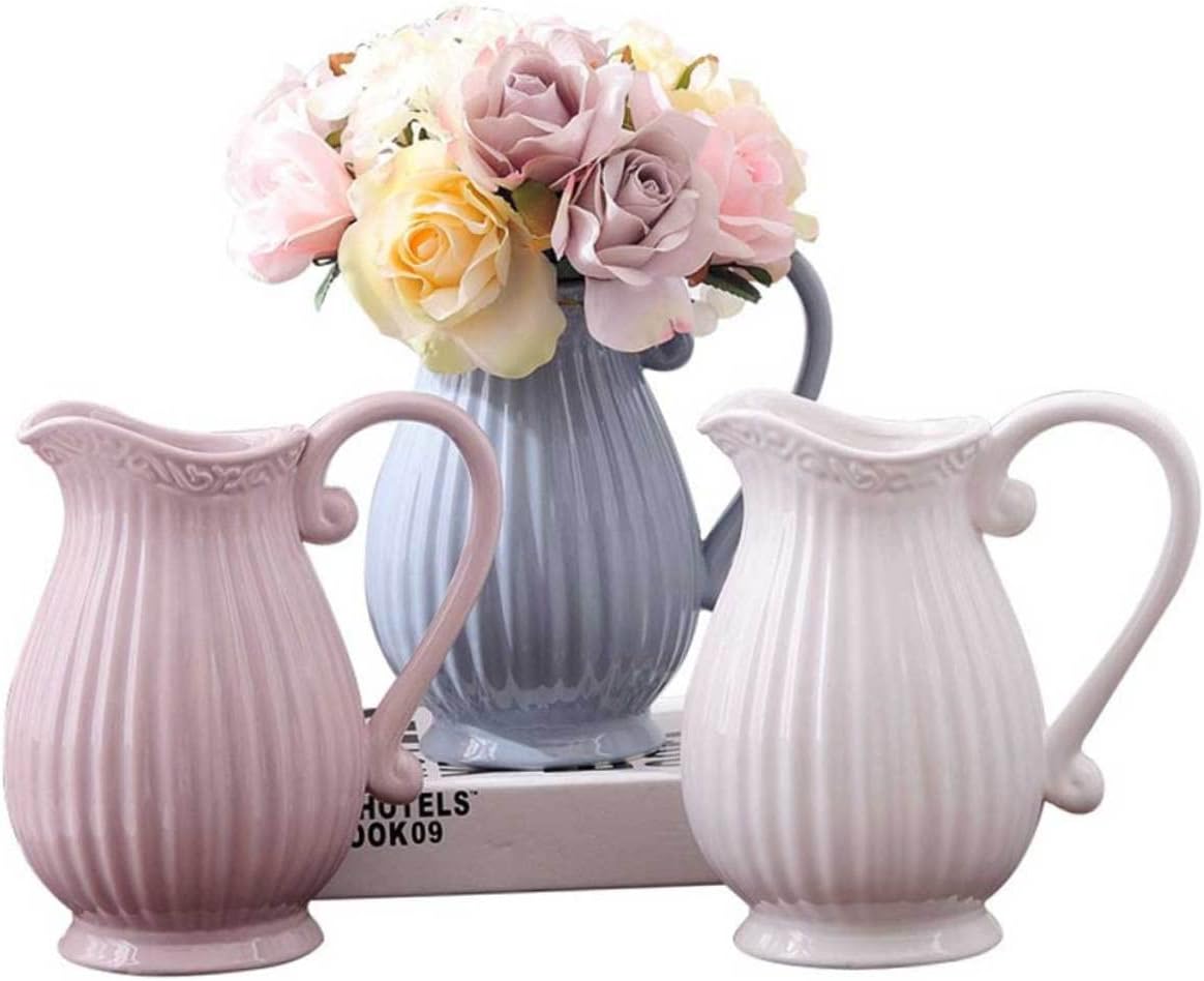Zerodeko Ceramic Dried Flower Vase Grey Decor Accent
