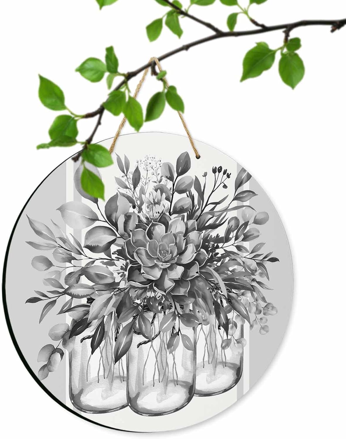 Welcome Sign for Front Door Gray Eucalyptus Wreath Door Hanger