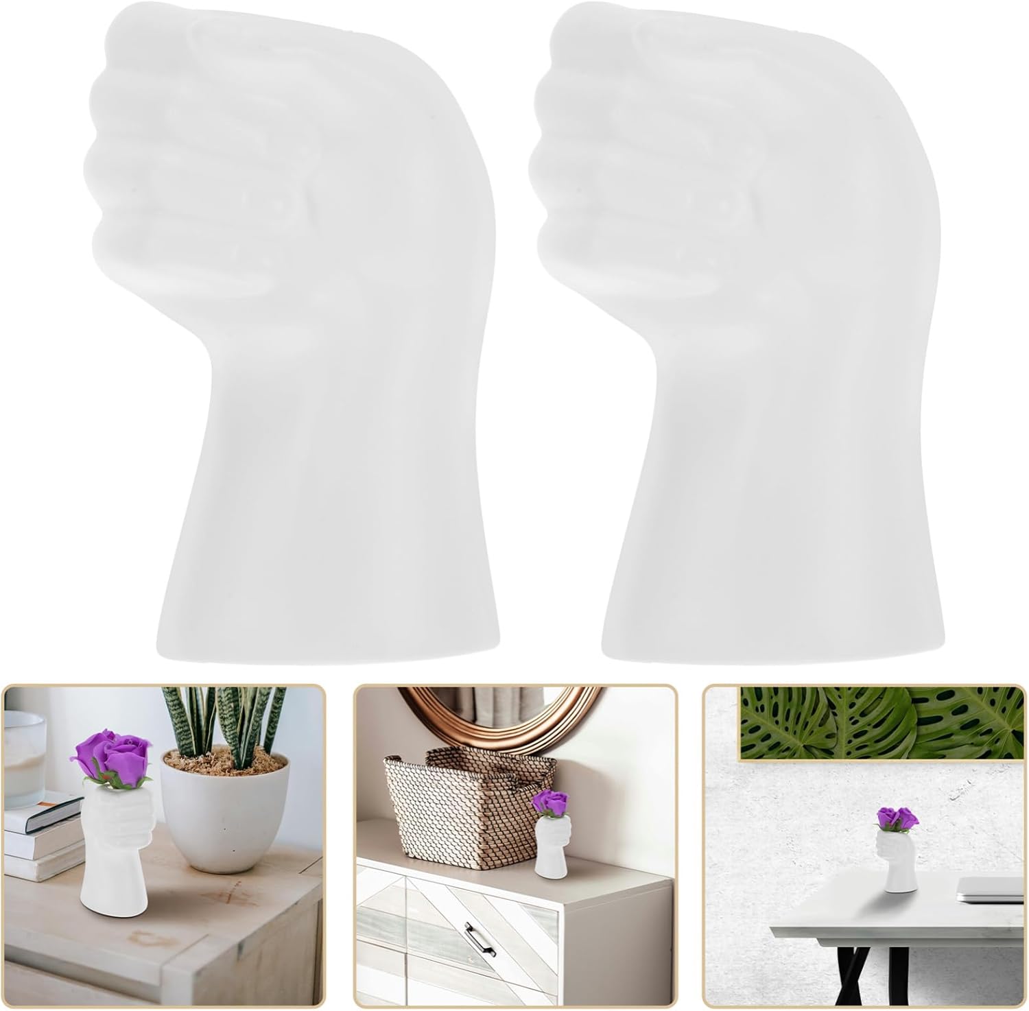 BESPORTBLE 2pcs Modern Hand Vase Decorative Flower Pots for Home and Office