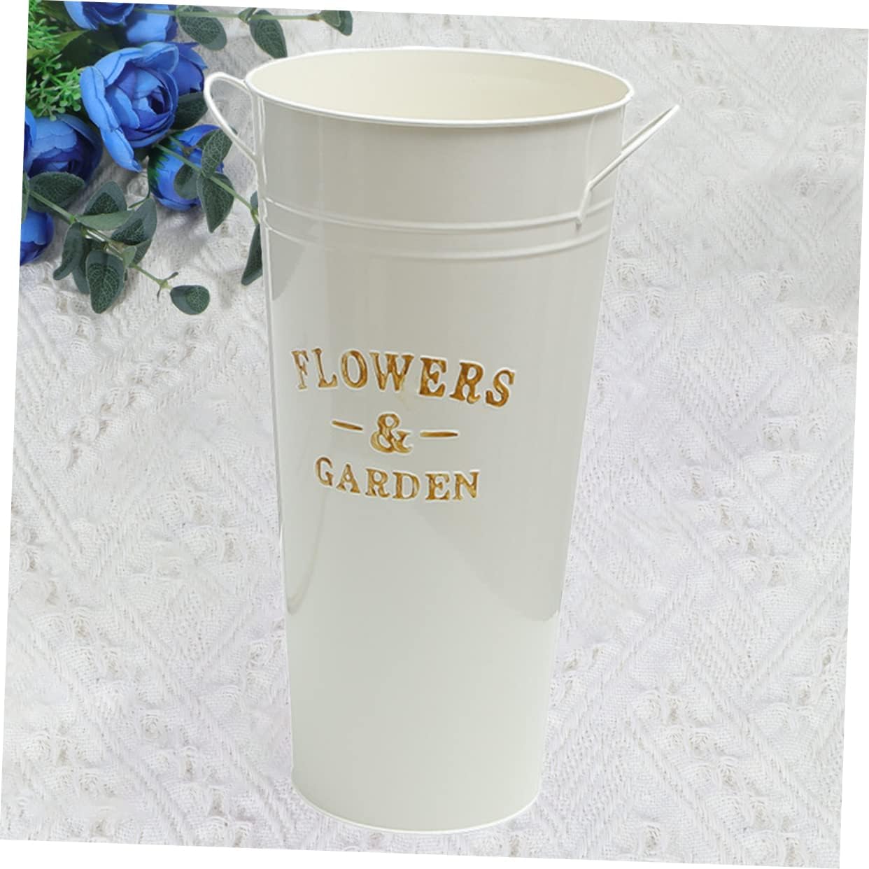 POPETPOP Retro Iron Bucket Flower Vase for Home Decor
