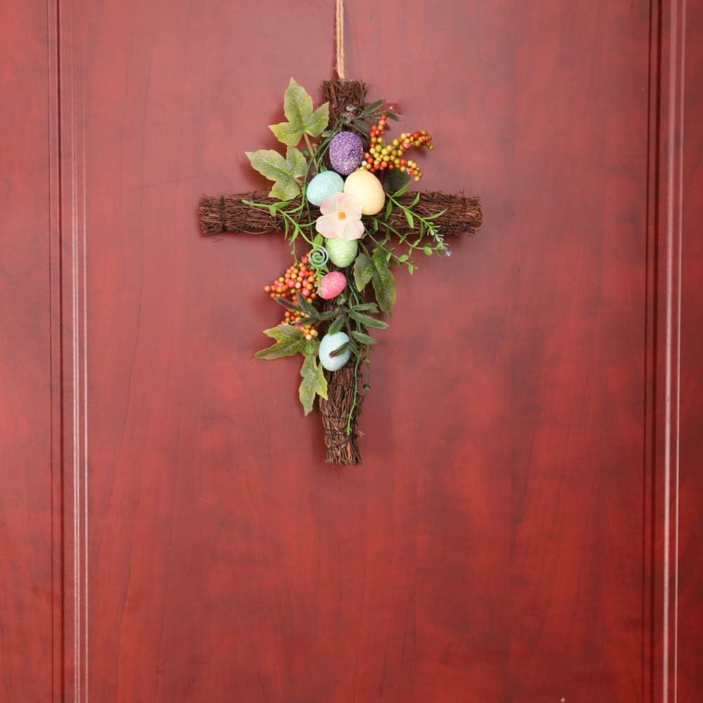 Forart 16 Inch Easter Wreath with Colorful Eggs