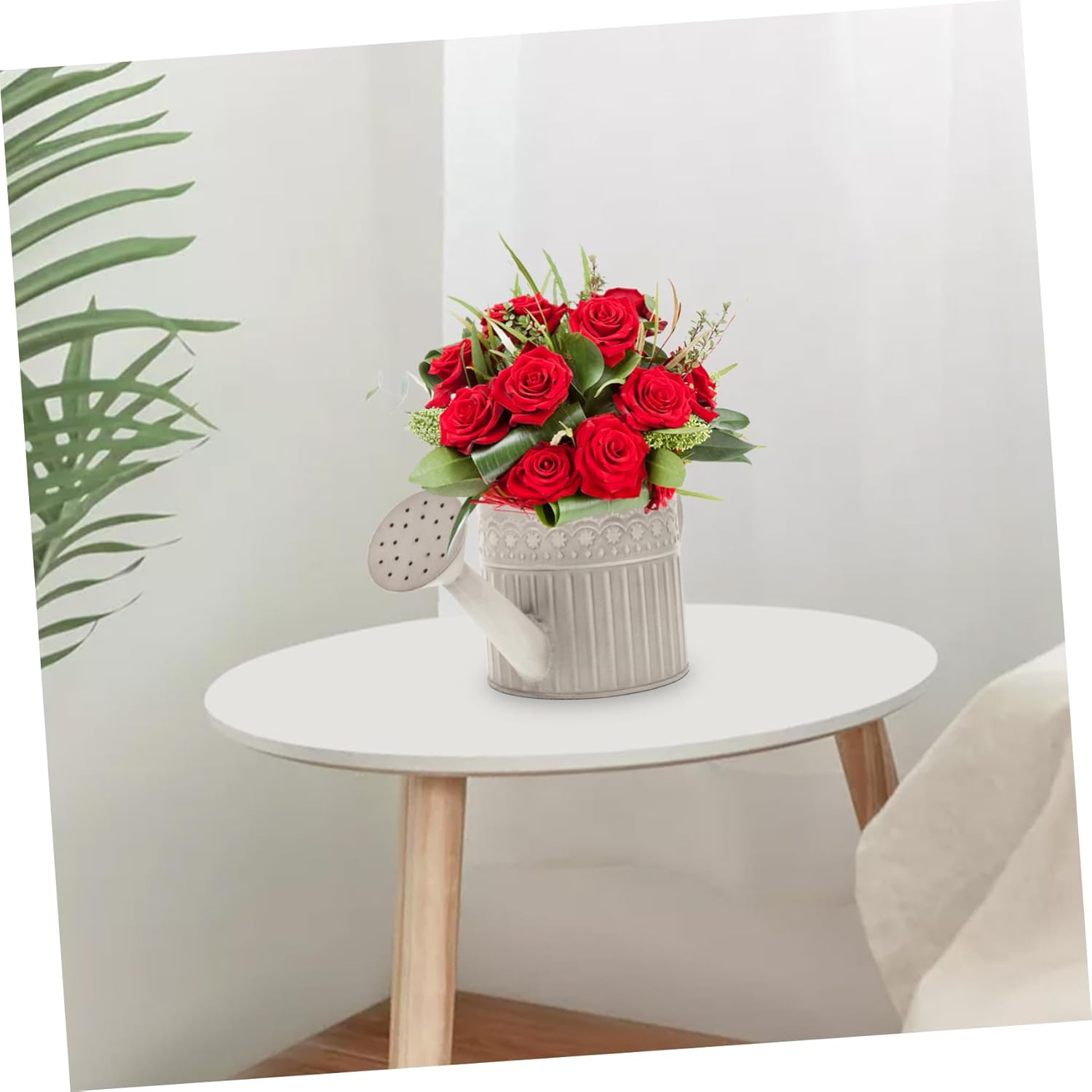 Retro Iron Flower Bucket Vase with Handle