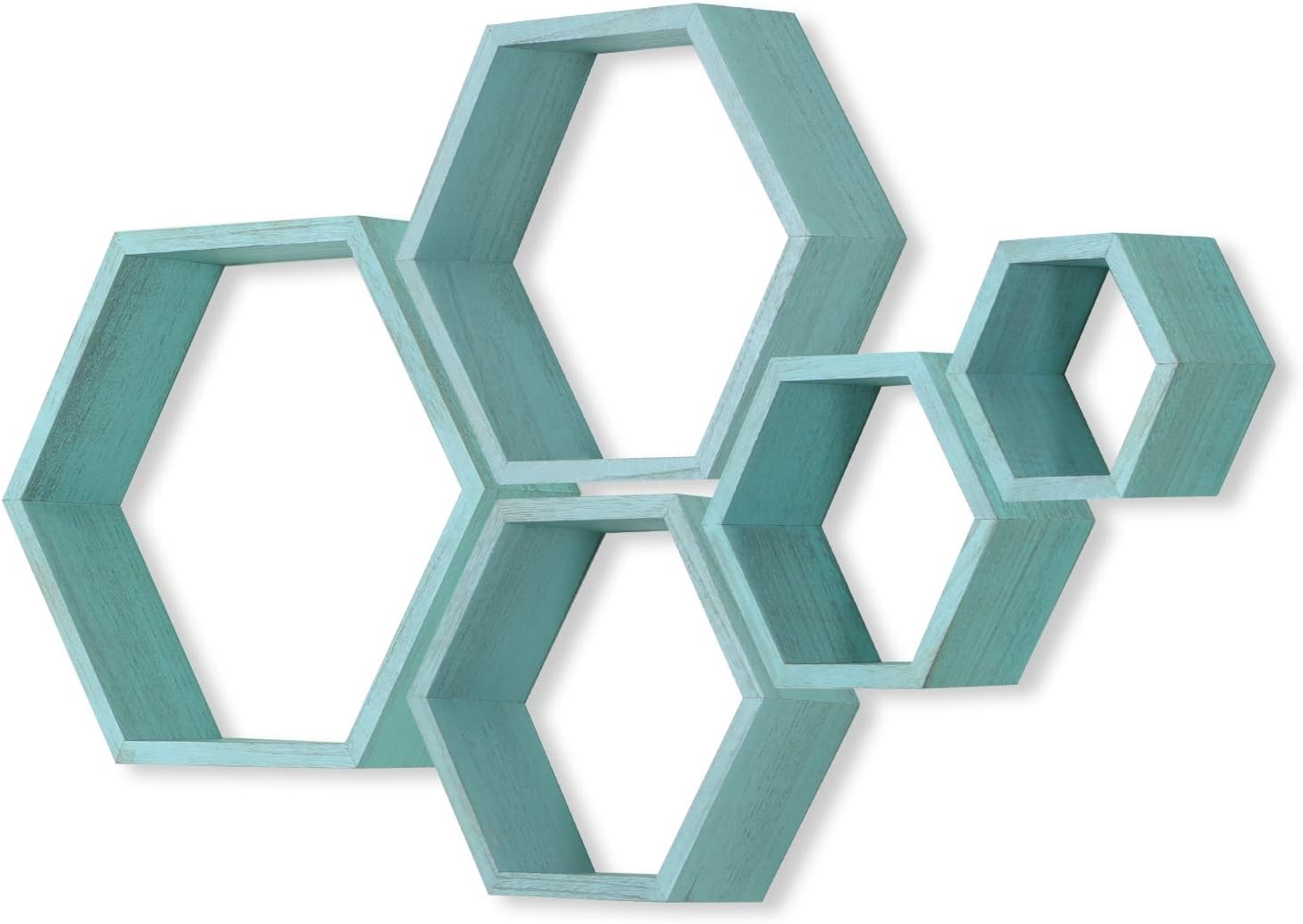 PHOENANCEE Hexagon Floating Shelves Set of 5