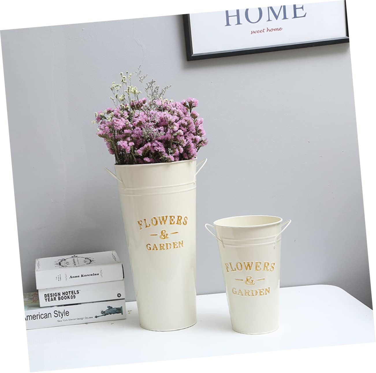 POPETPOP Retro Iron Bucket Flower Vase for Home Decor