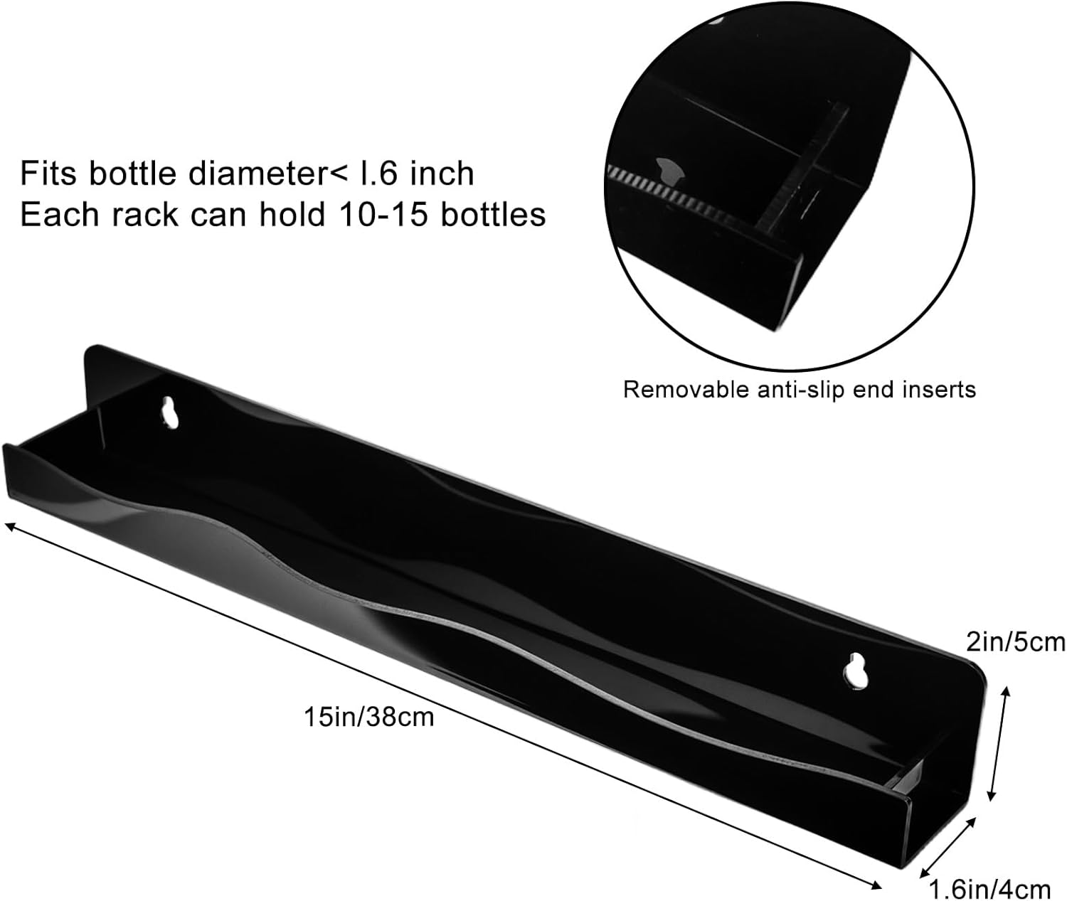 Nail Polish Wall Rack 6 Pack Floating Shelves Black