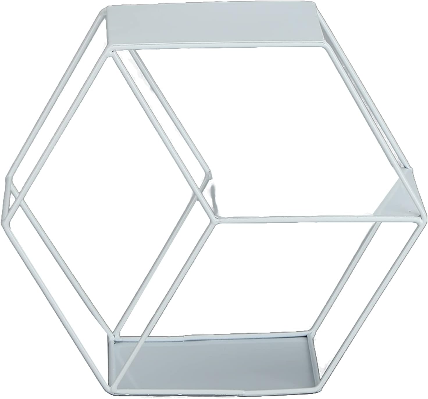 Hexagonal Floating Wall Shelves with Wrought Iron Design