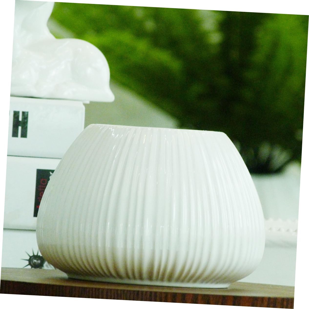 Mipcase Ceramic Flower Vase with Vertical Stripes