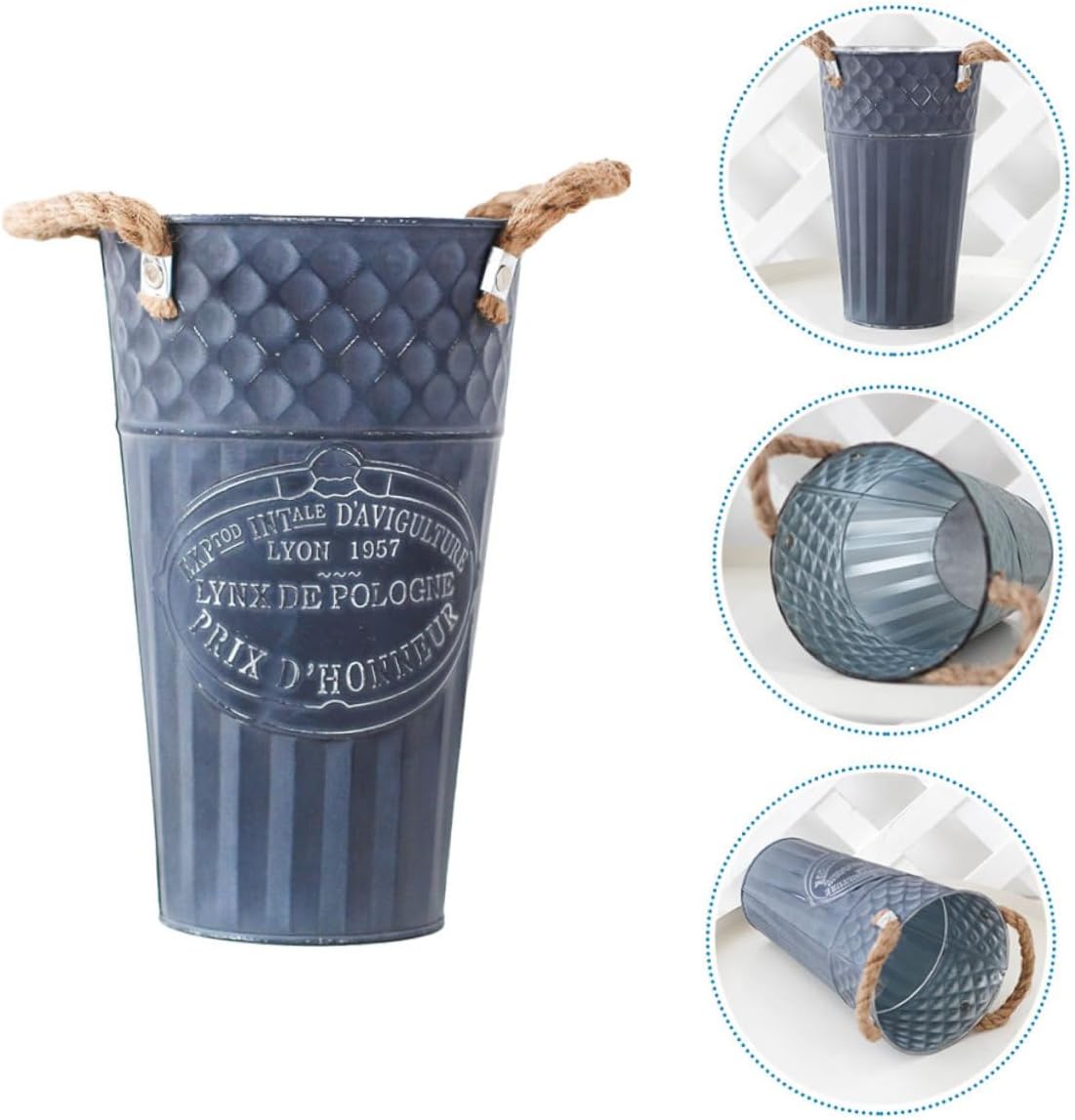 Happyyami Vintage Metal Flower Bucket Planter with Handles