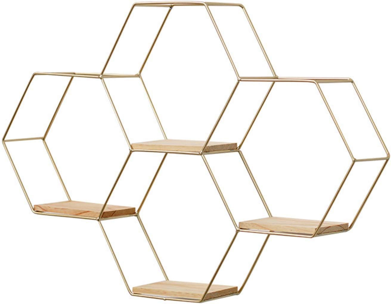 Washranp Nordic Hexagonal Iron Floating Shelf Storage