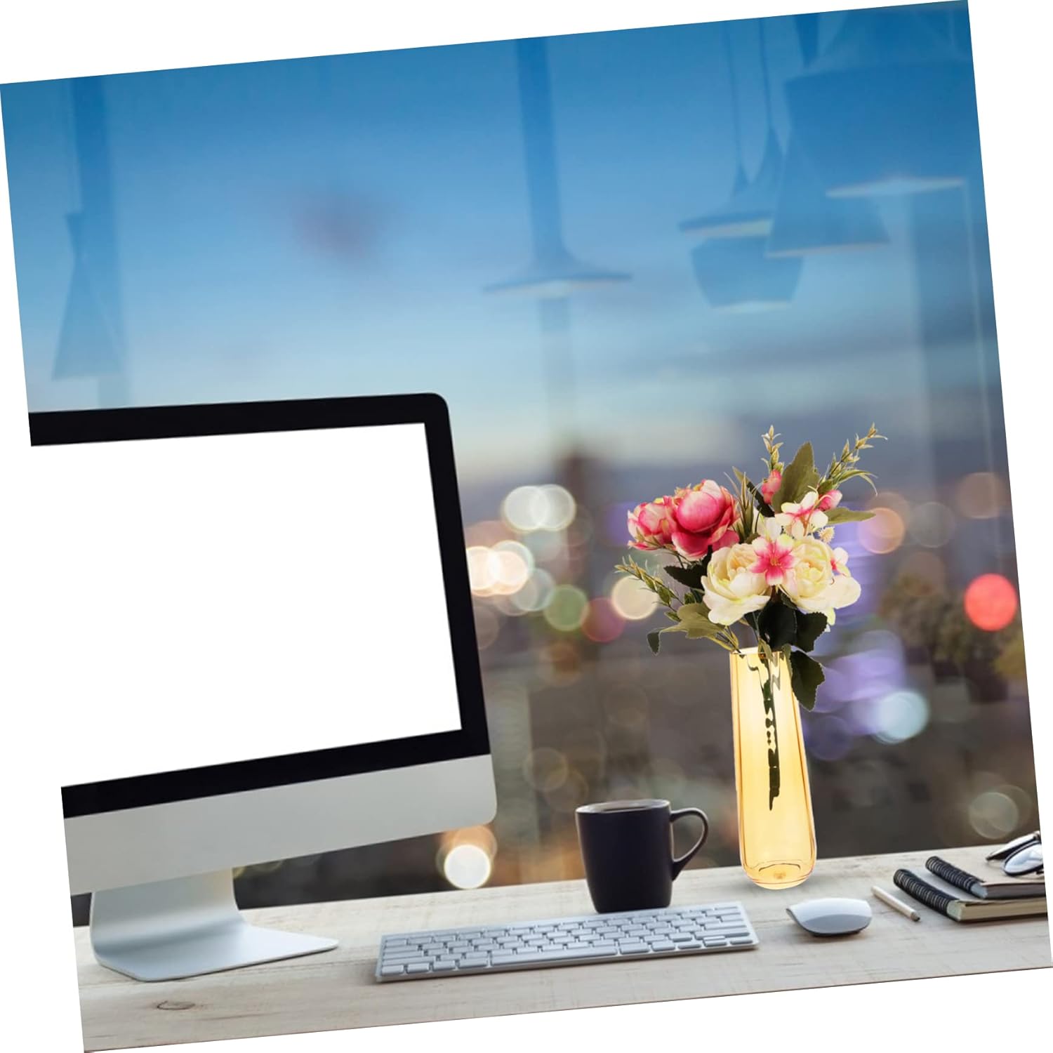 PRETYZOOM 1pc Modern Glass Vase for Home Office Decor
