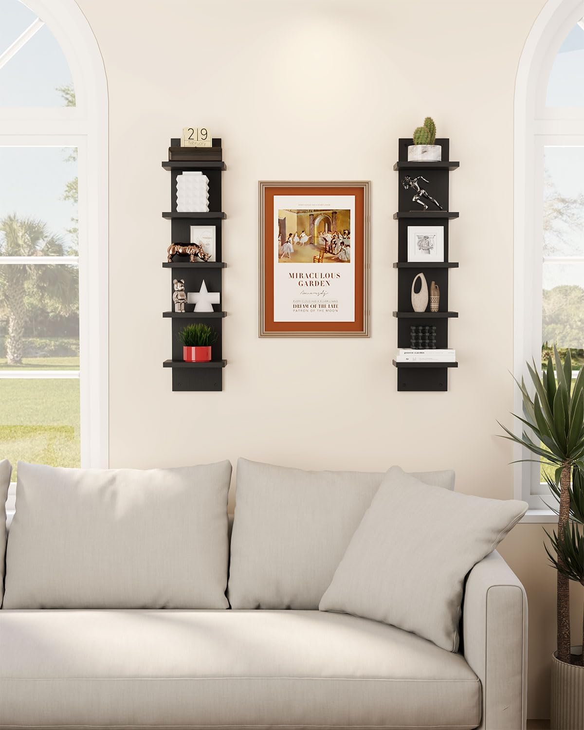 IBUYKE 5 Tier Wall Shelf Unit Black Vertical Shelf
