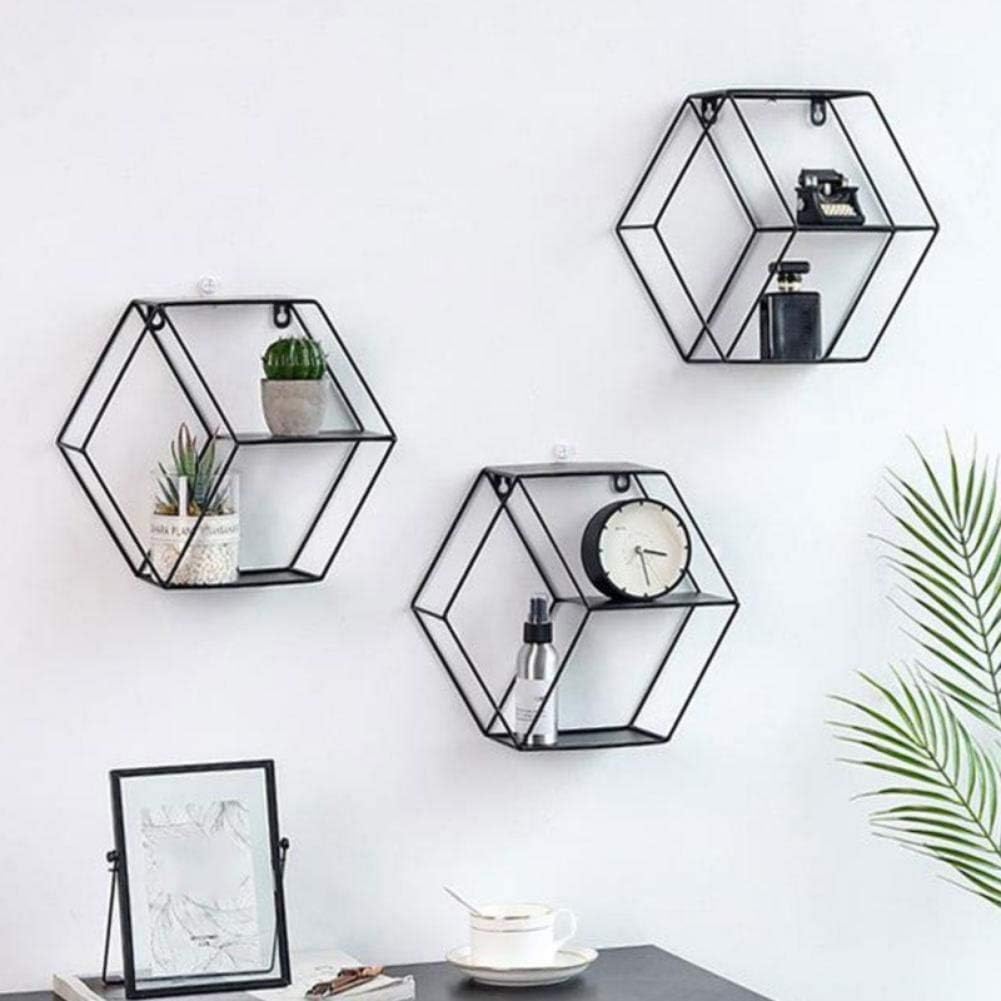Ochine Rustic Hexagonal Floating Wall Shelf