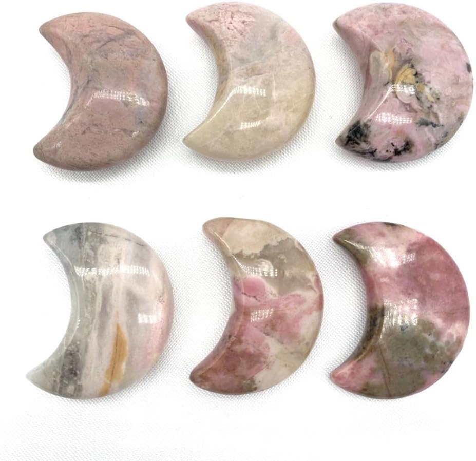 Pink Rhodonite Moon Shaped Crystal Gift