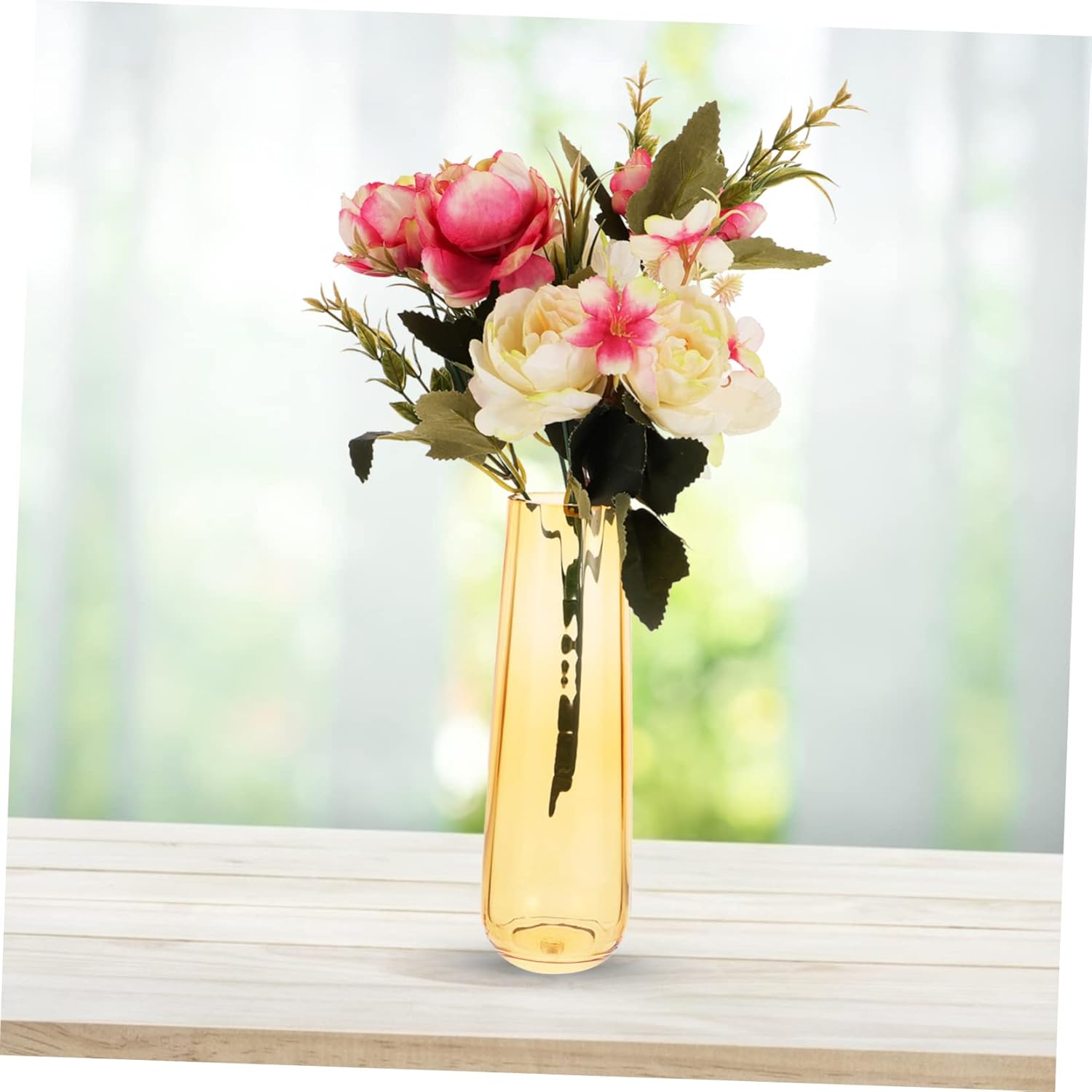 Amosfun Modern Glass Flower Vase for Home Office Decor