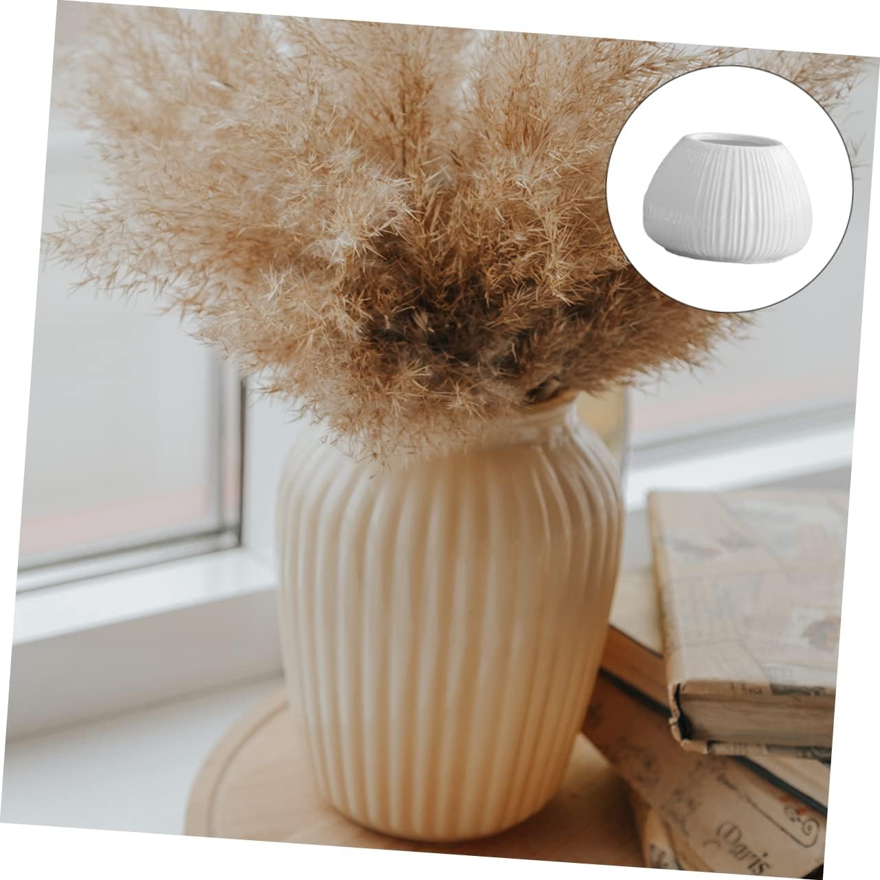 HEMOTON Mini Vertical Stripe Ceramic Flower Vase