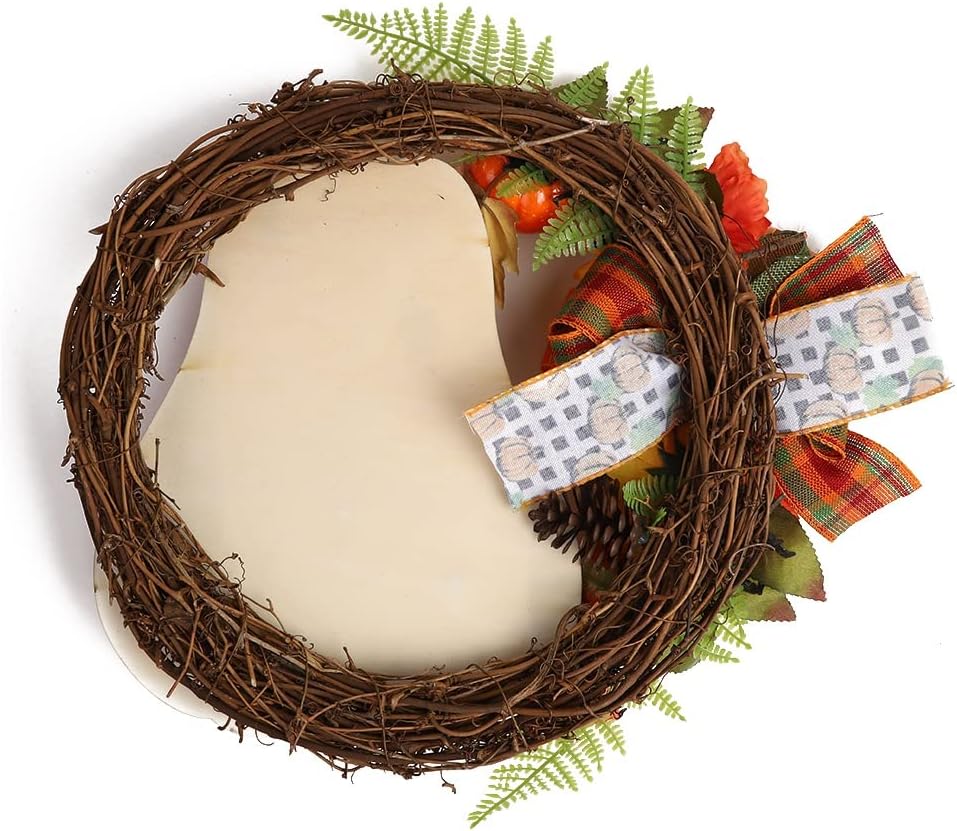 12 Inch Handmade Fall Wreath with Maple Leaf Bow and Berry