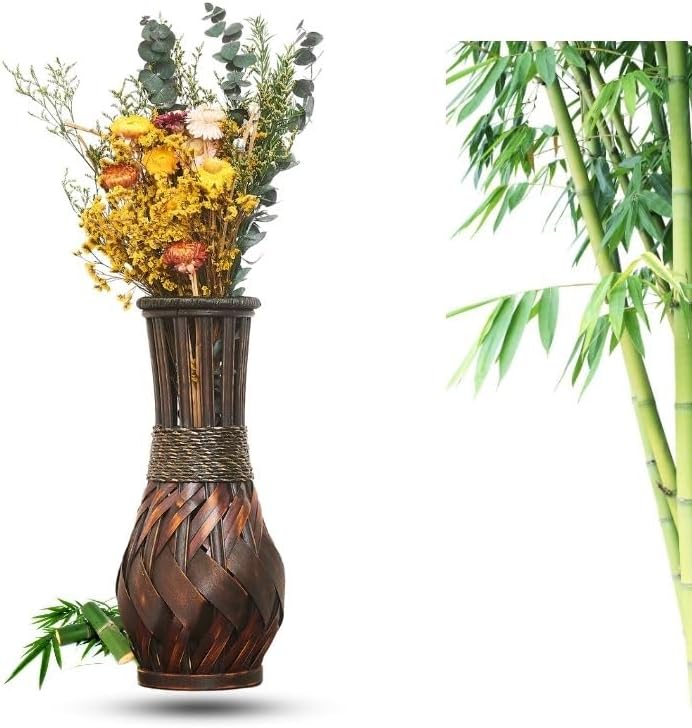 Eco-Friendly Bamboo Floor Vase - 142 Inch Handmade Decorative Vase