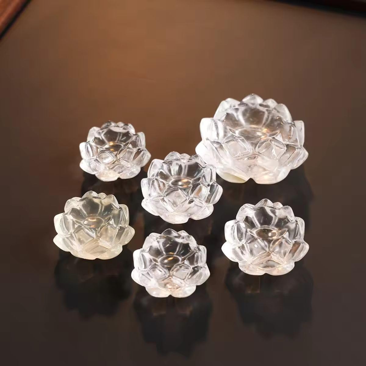 Natural Clear Quartz Lotus Base for Decorative Home Use