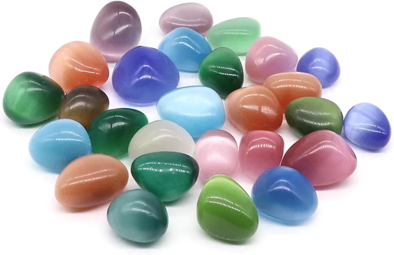Natural Colorful Cat Eye Stones for Healing and Decor