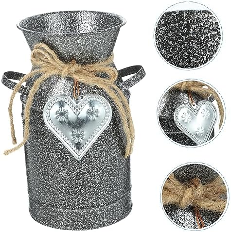 BESPORTBLE Rustic Iron Bucket Vase for Flowers and Plants