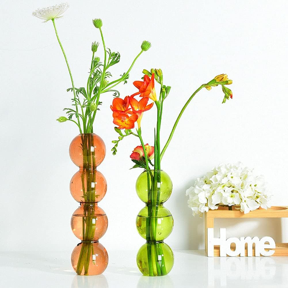 WAYUTO Clear Glass Bubble Vase for Home Decor