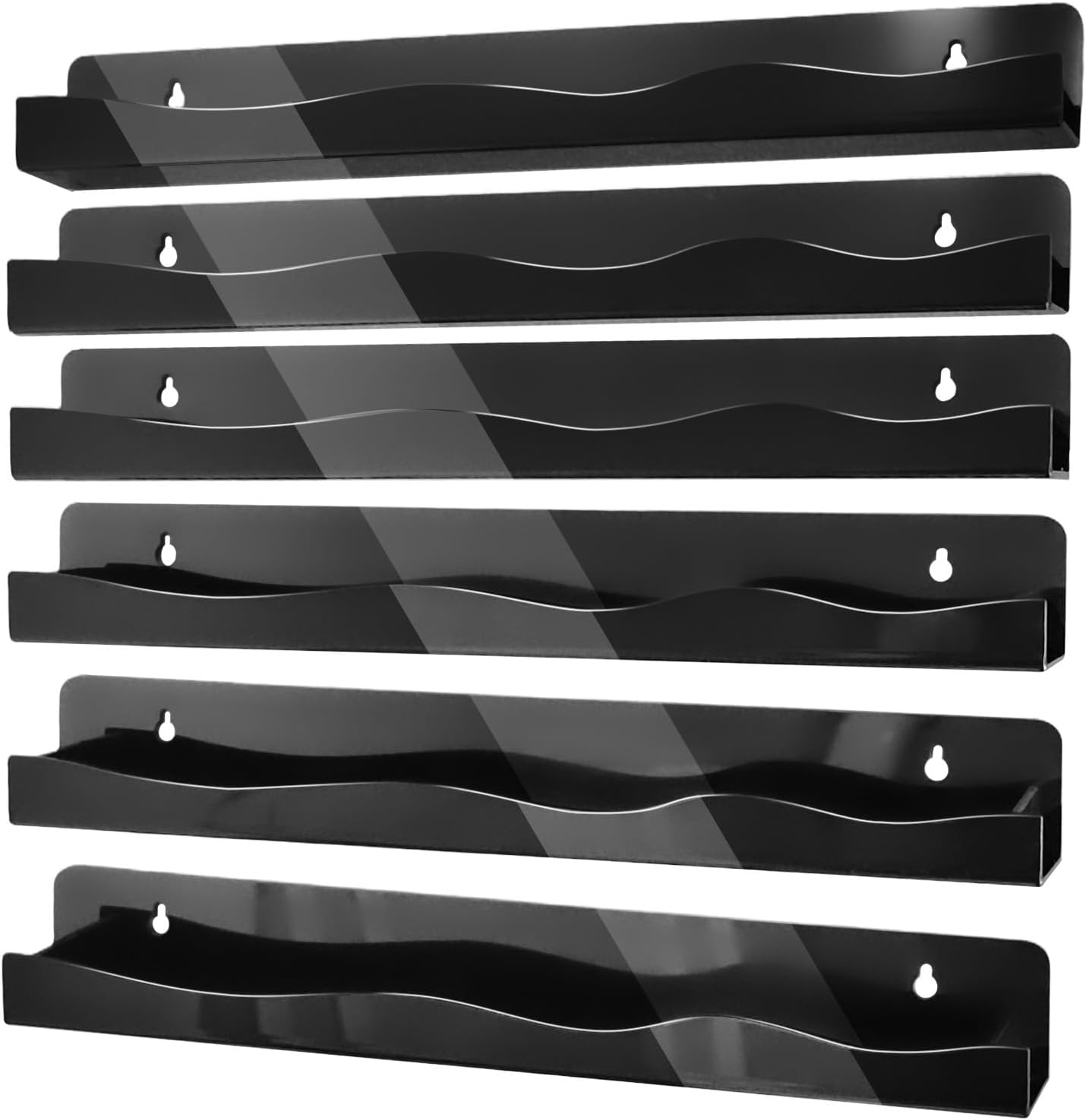 Nail Polish Wall Rack 6 Pack Floating Shelves Black