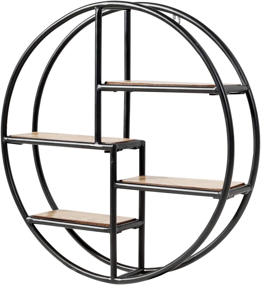 Tangkula 4-Tier Round Wall Shelf with Iron Frame