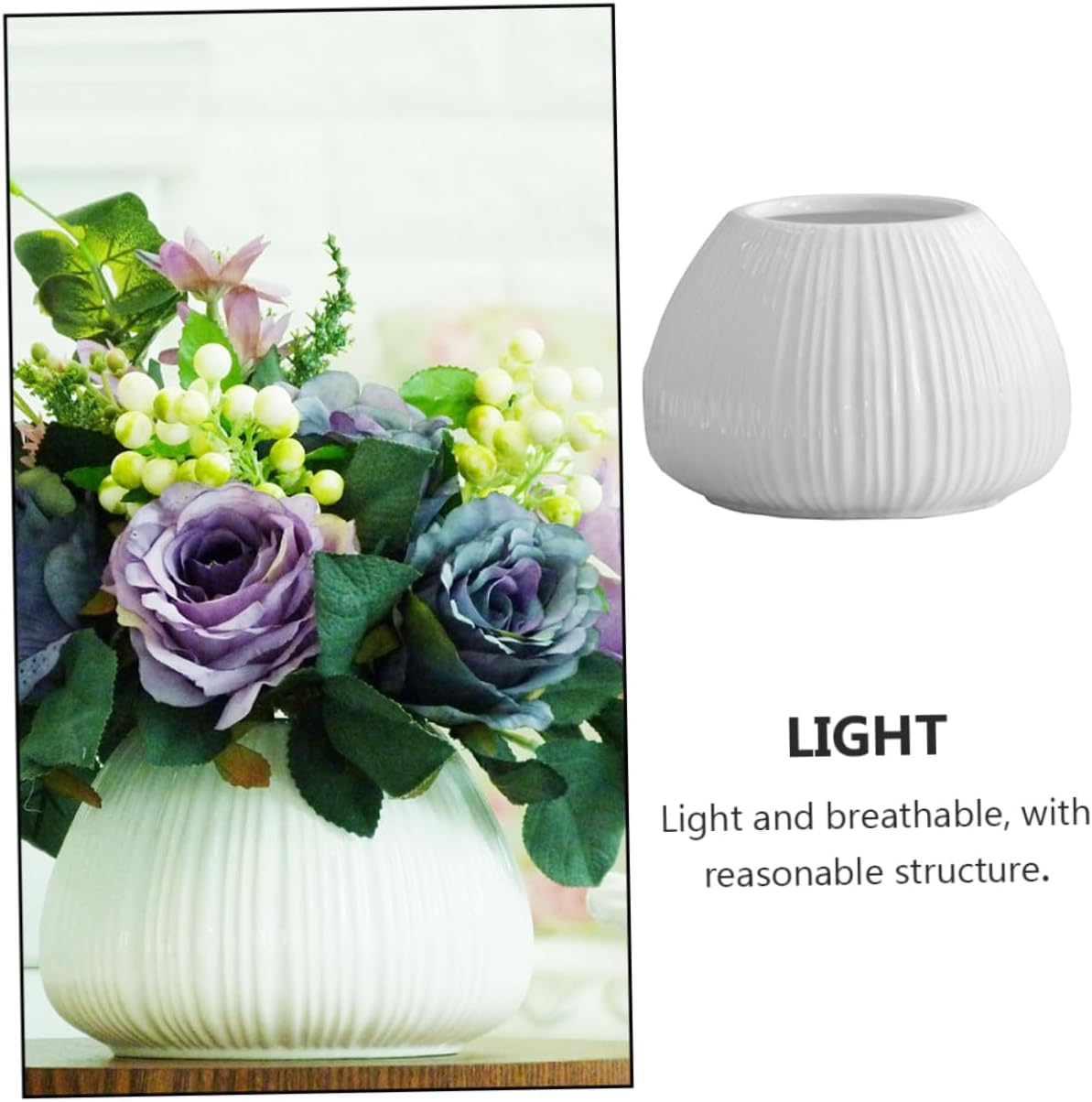 HEMOTON Mini Vertical Stripe Ceramic Flower Vase