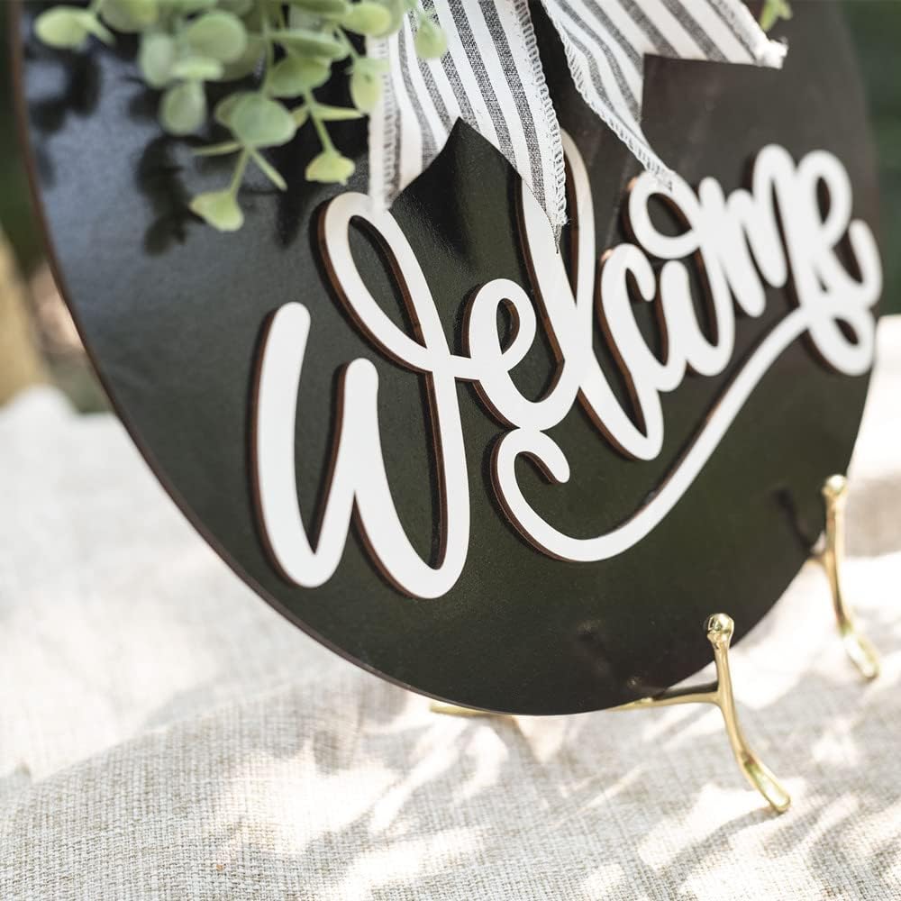 Welcome Wreath Front Door Decor Black Welcome Sign